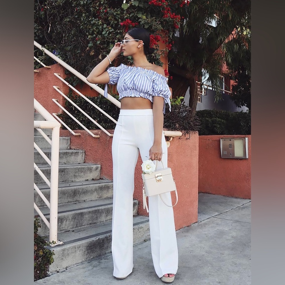 Fashion Nova high waisted white pants small extra long back zipper classic